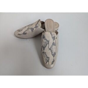 Cole Haan Women 8.5 B Ryan Mule In Stone Leather-Python  Slip-On Square Heel